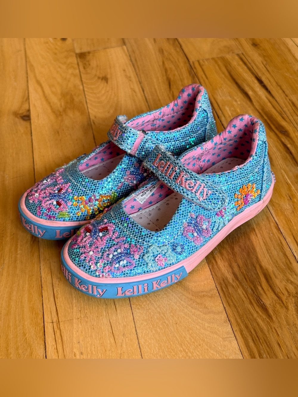 LELLI KELLY Blue & Pink MaryJane Gorgeous toddler girl shoes 7 (24) EXCELLENT